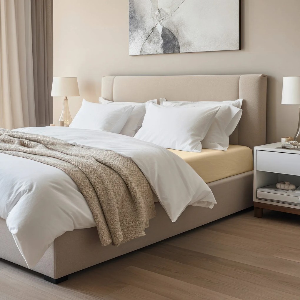 JERSEY PRESTIERADLO 180X200 CM, VÝŠKA 30 CM PIESKOVÉ