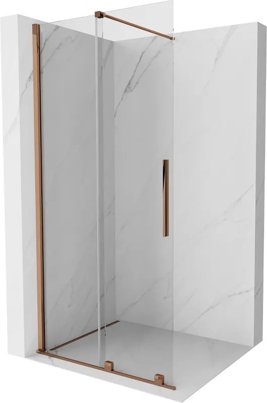 Mexen Velar, posuvné dvere do otvoru typ Walk-In 90 cm, 8mm číre sklo, ružové zlato, 871-090-000-03-60