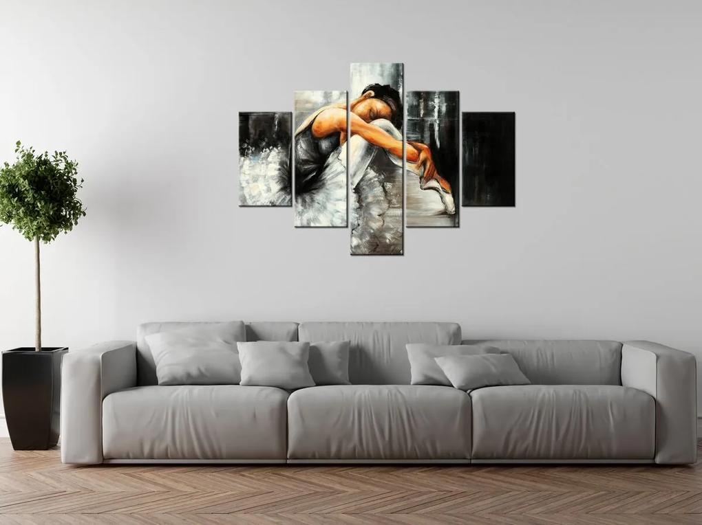 Gario Ručne maľovaný obraz Spiaca baletka - 5 dielny Rozmery: 100 x 70 cm