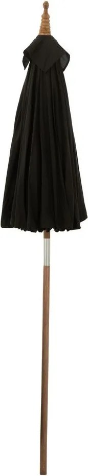 Čierny slnečník s drevenou tyčou Lorie Wood - ∅ 200*260 cm