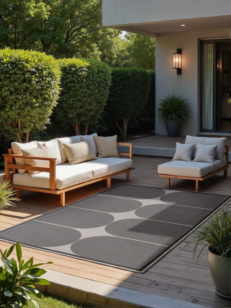 NORTHRUGS, Kusový koberec Duet Bowen 106244 Black/White - na von aj na doma, 160x230, čiernobiela, chodba / predsieň