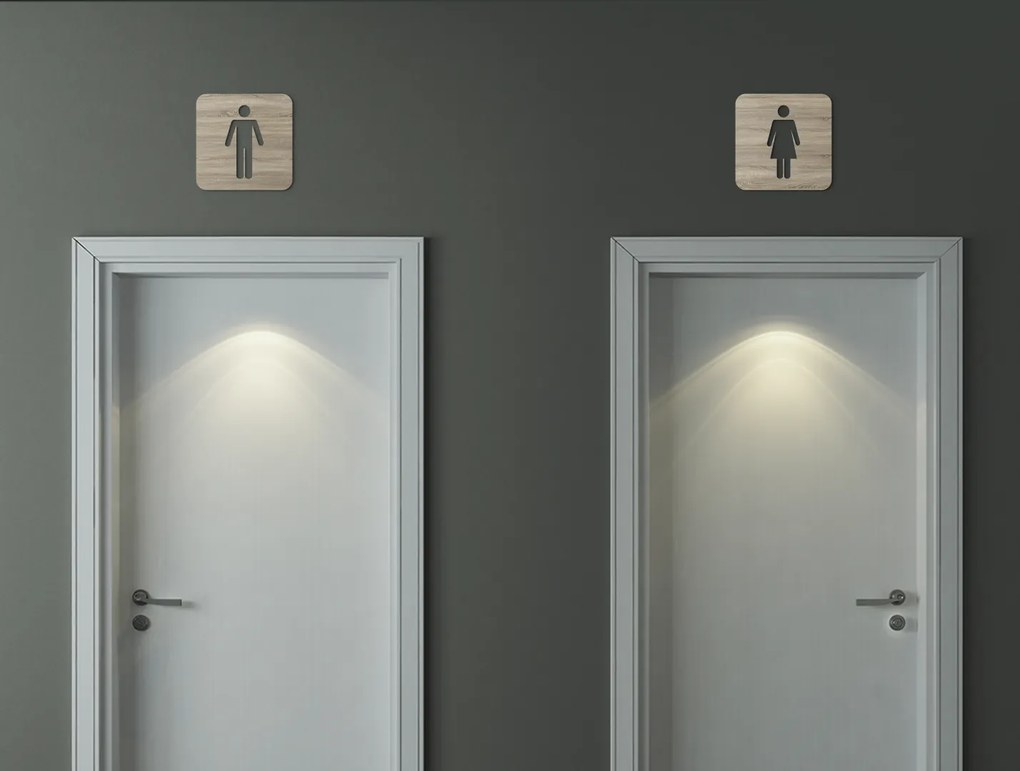 drevko Označenie toaliet - WC ženy, WC muži Rozmer obrazu: 11 x 11 cm, Farba dekorácie: Čierna