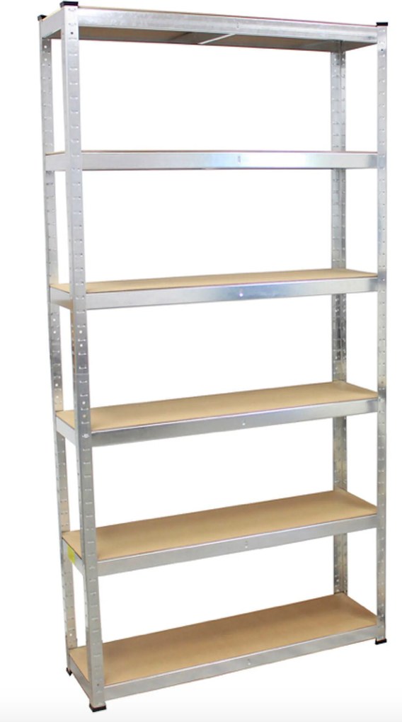 Regál 220x90x40 cm kovový zinkovaný 6-policový, nosnosť 1050 kg