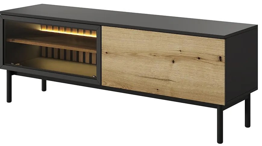 TV stolík Lang RTV E 150 2d Led čierna/dub Evoke