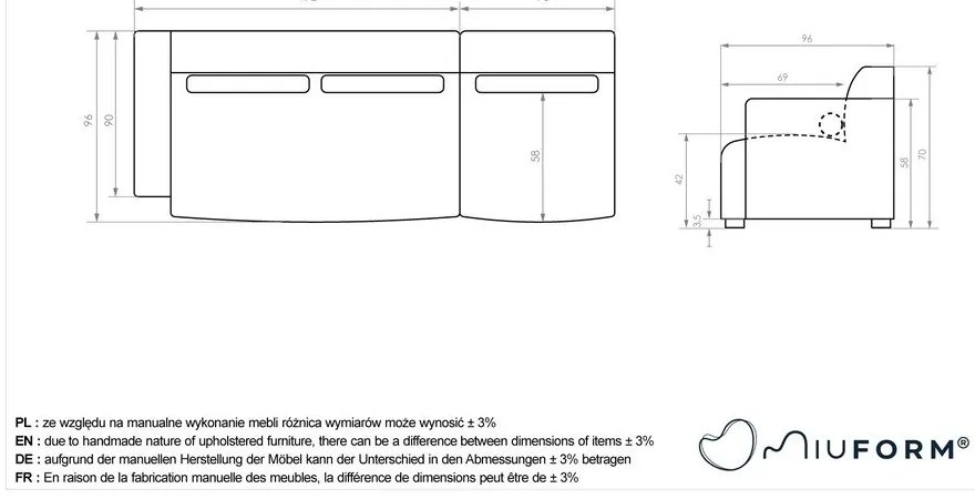 Biela leňoška (ľavý roh) Flex Felix – Miuform