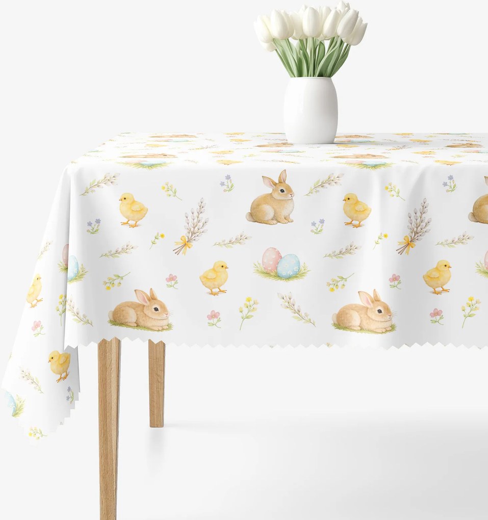 Goldea veľkonočný hranatý teflónový obrus - veselá veľká noc 80 x 80 cm