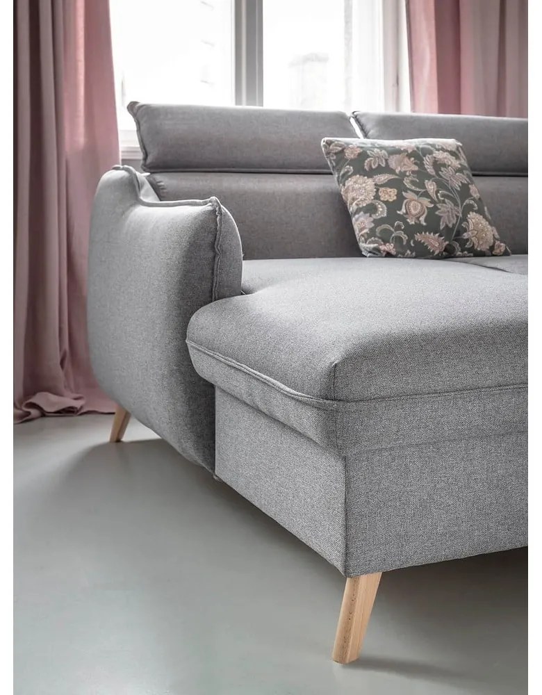 Svetlosivá rozkladacia rohová pohovka (ľavý roh) Sweet Harmony – Miuform