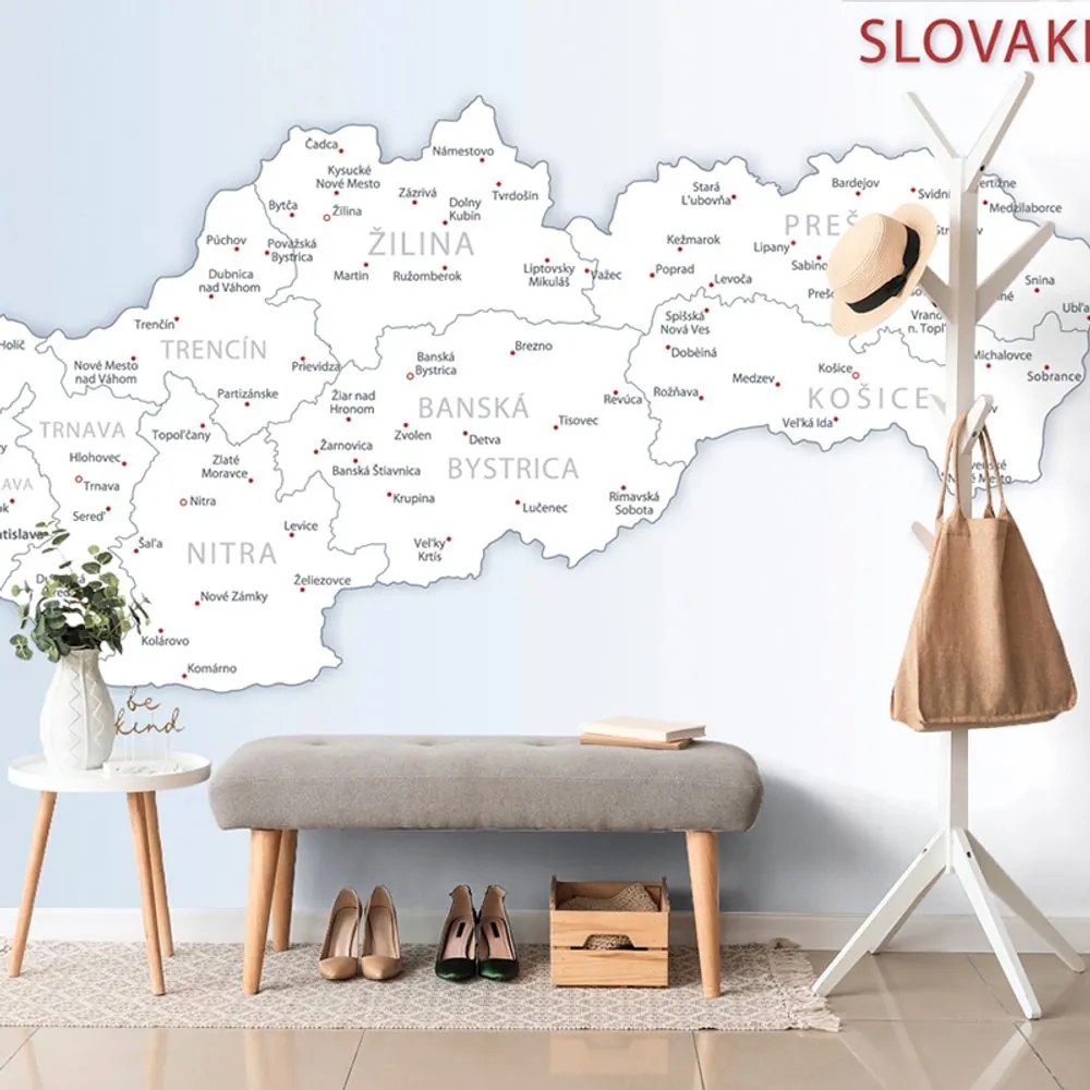 Samolepiaca tapeta podrobná mapa Slovenskej republiky