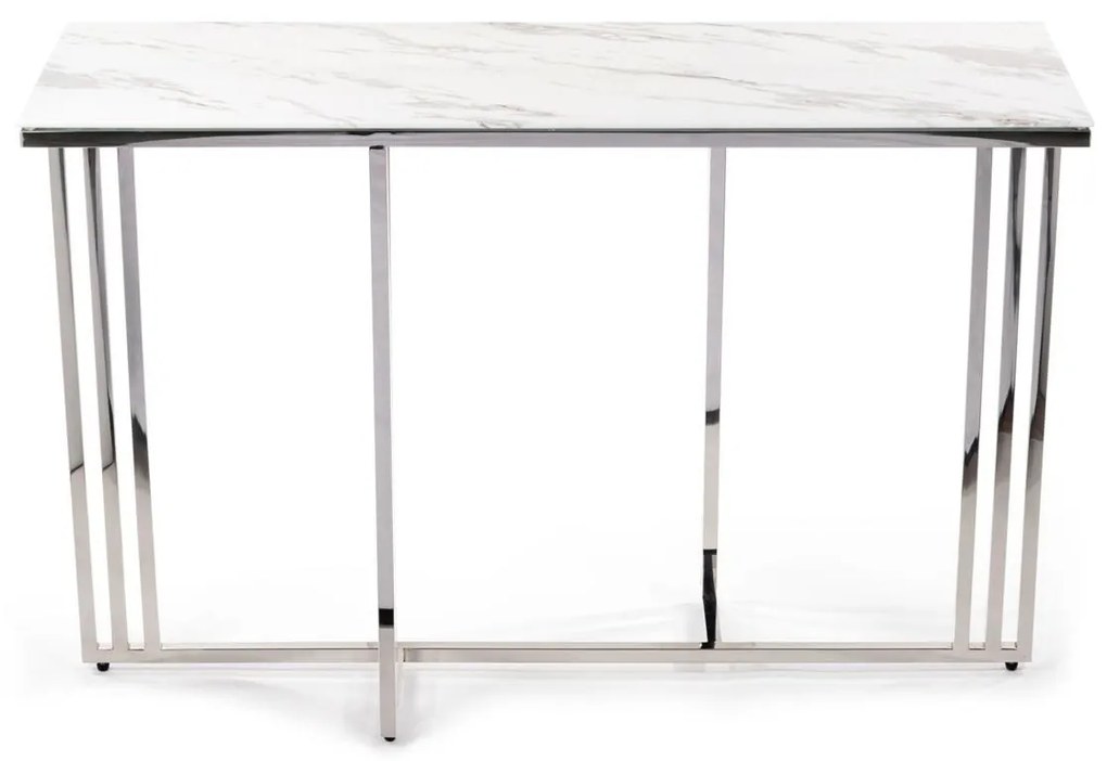 Konferenčný stolík AMAGAT 120 cm strieborný/biely mramor