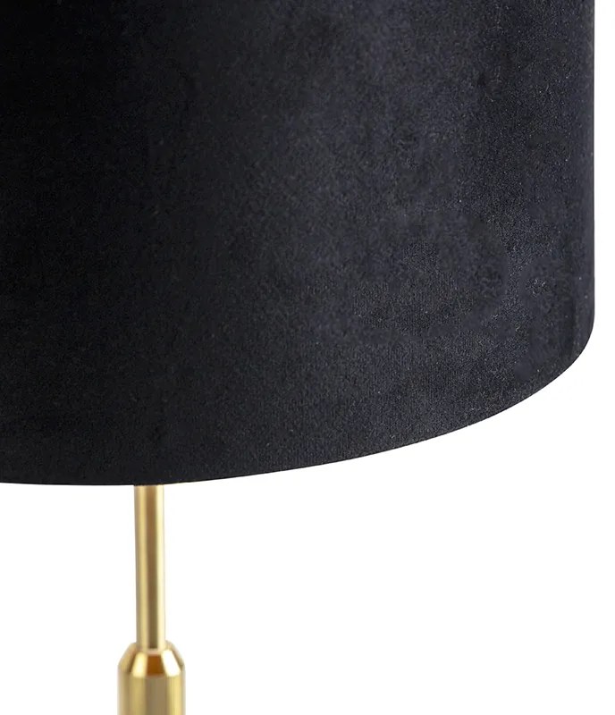 Stolná lampa zlatá/mosadzná s čiernym zamatovým tienidlom 25 cm - Parte