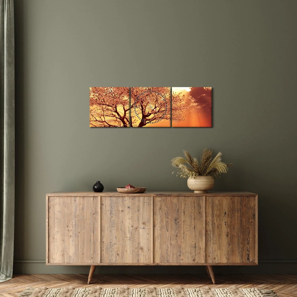 Obraz lúčov Boha (s hodinami) (90x30 cm)