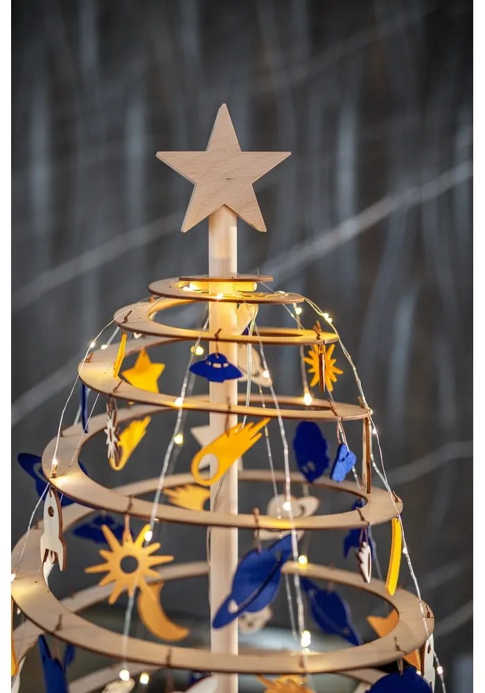 Drevená hviezda na dekoratívny vianočný stromček Spira Small