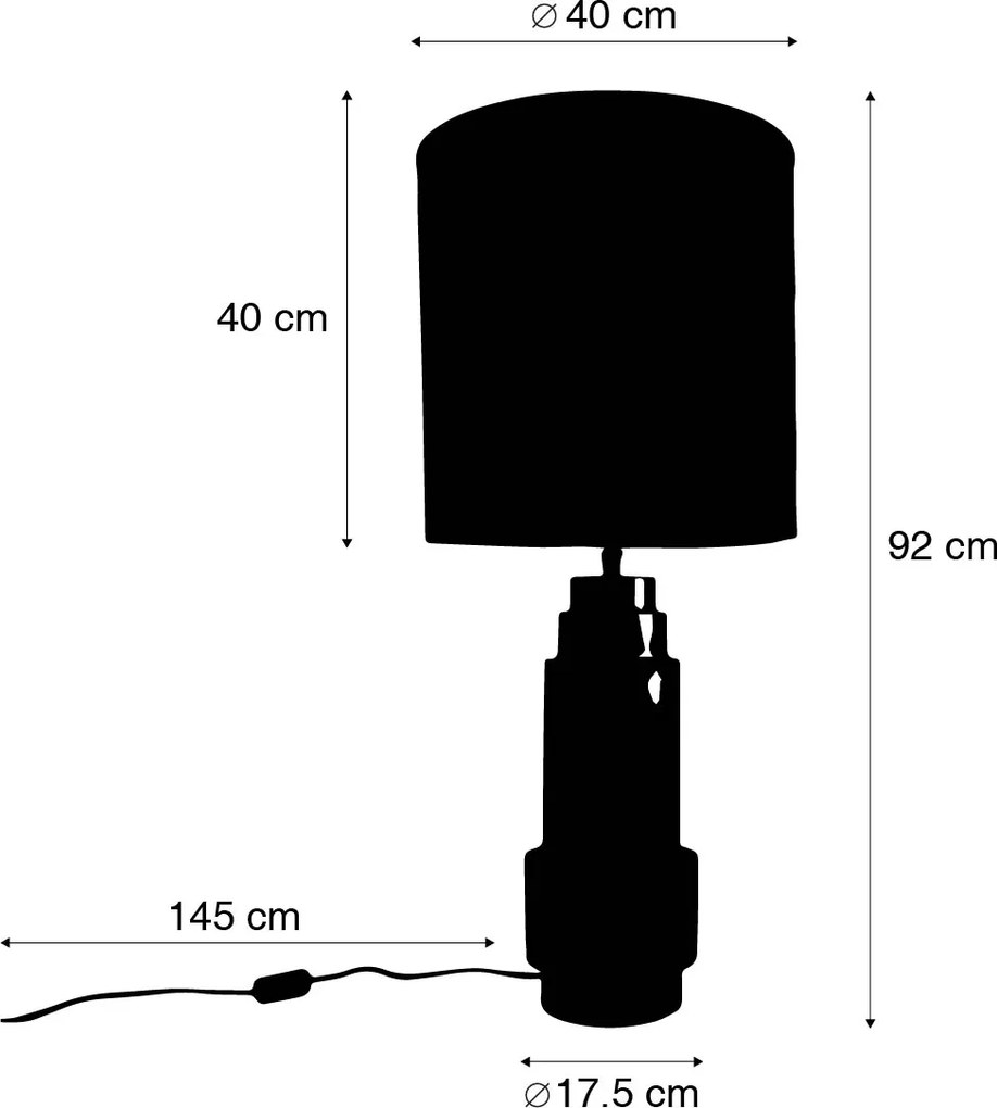 Stolová lampa Bronzový zamatový tienidlo zelená so zlatom 40 cm - Bruut