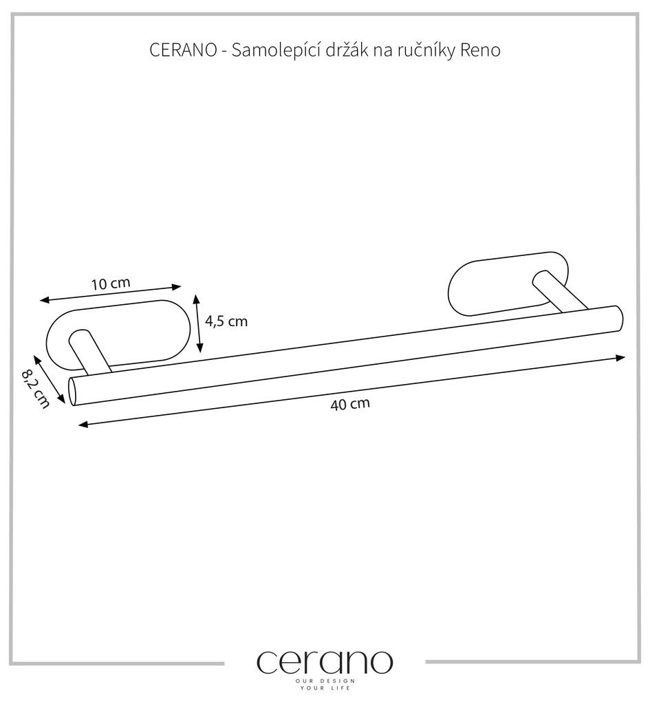 CERANO - Samolepiaci držiak na uteráky Reno - čierna matná, CER-CER-479434