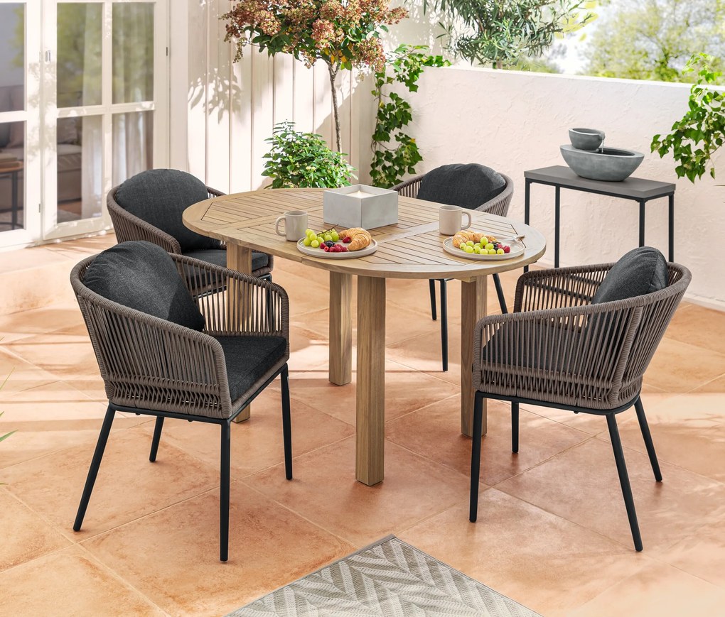 Jedálenské kreslo s okrúhlou opierkou a textilným výpletom