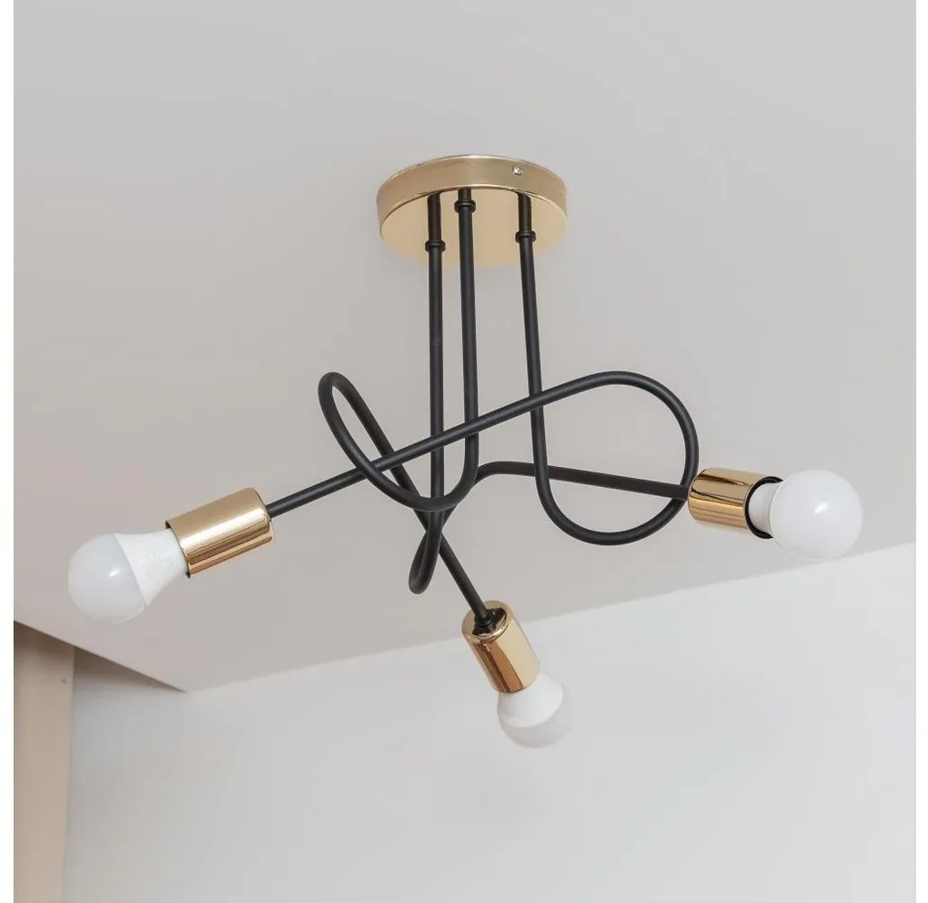 Prisadený luster OXFORD 3xE27/15W/230V zlatá/čierna
