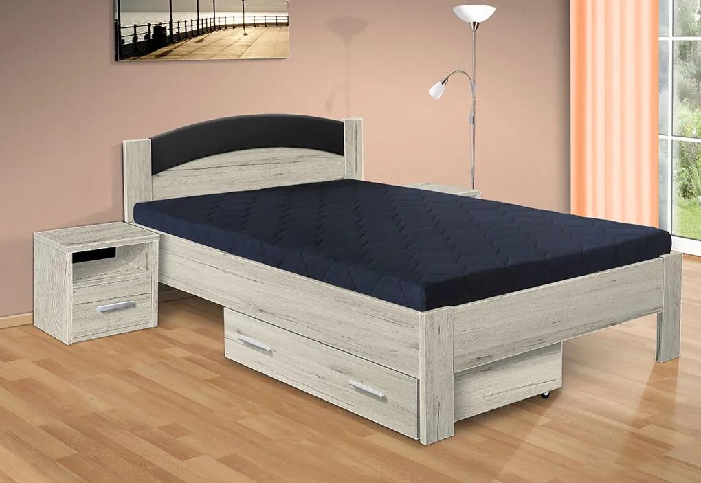 Nabytekmorava Drevená posteľ Jason 200x140 cm farba lamina: biela 113, typ úložného priestoru: úložný priestor - šuplík, typ matraca: matraca 15 cm