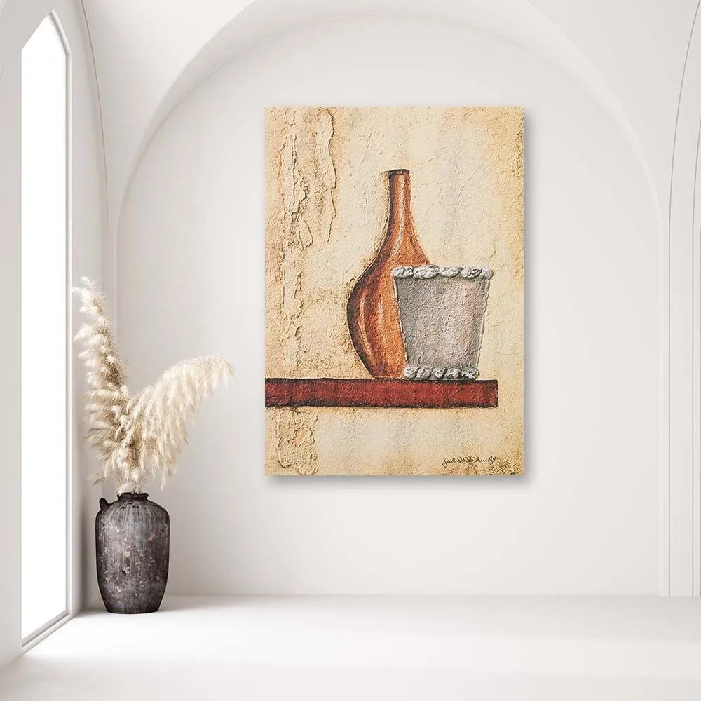 Gario Obraz na plátne Hlinený džbán na drevenej polici Rozmery: 40 x 60 cm