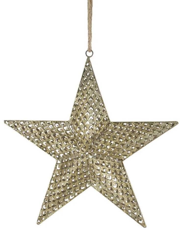 Mosadzná antik kovová závesná hviezda Vire - 36*10*36 cm
