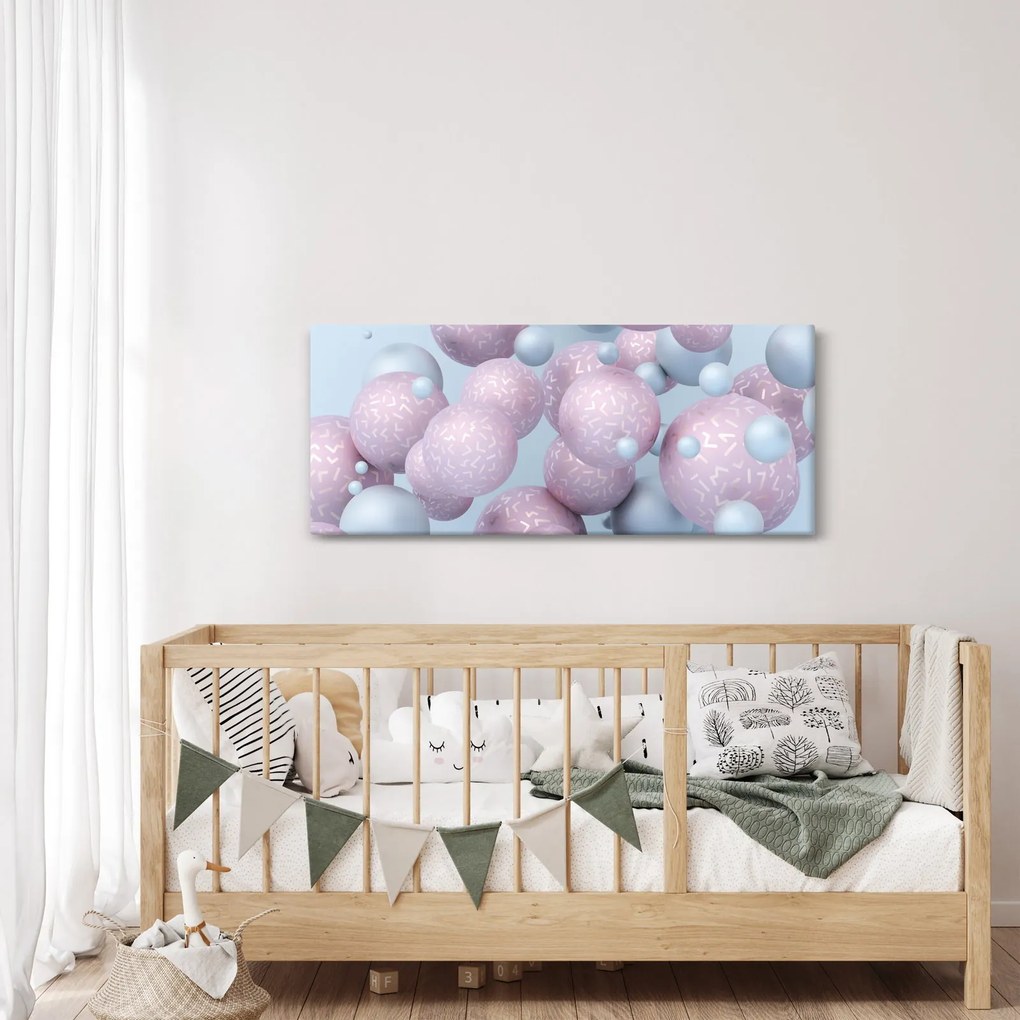Abstraktný obraz - Pastelové guľa (120x50 cm)