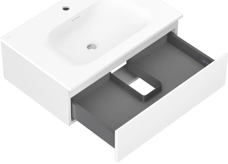 Mexen Orio, kúpeľňová skrinka 70 cm s umývadlom Vela, 1 zásuvka, biela matná, 91A10-07023-1-BF01-W23M01