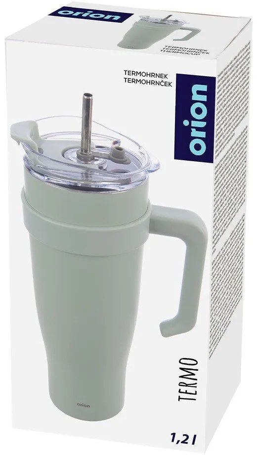 Šalviový zelený termo hrnček so slamkou 1,2 l Termo – Orion