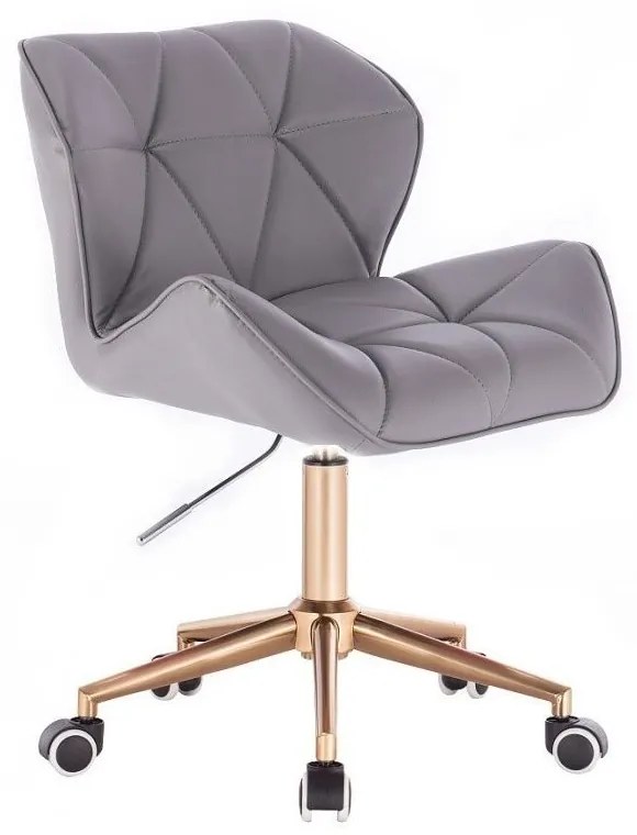 LuxuryForm DESIGN Stolička MILANO na zlatej podstave s kolieskami - sivá