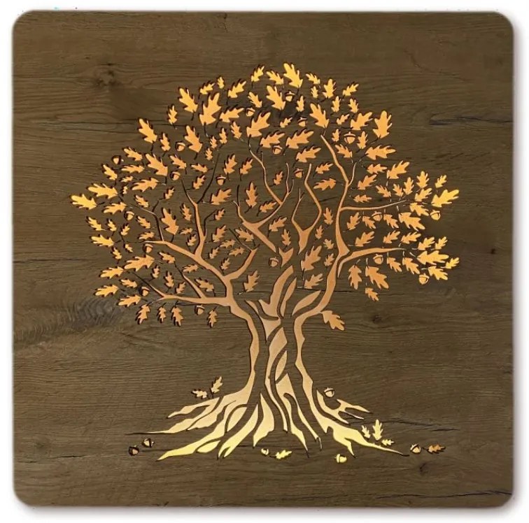 Svietiaci obraz na stenu Dub na batériu