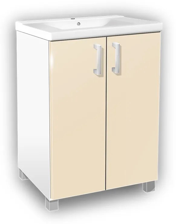 Kúpeľňová skrinka s umývadlom K22 farba korpusu: Bielý, farba dvierok: Bielá lesk