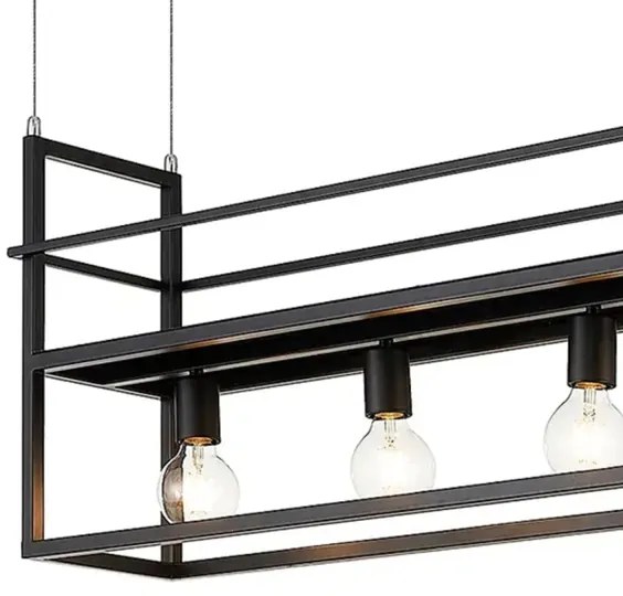 ONLI - Luster na lanku s poličkou JEFFER 4xE27/22W/230V čierna