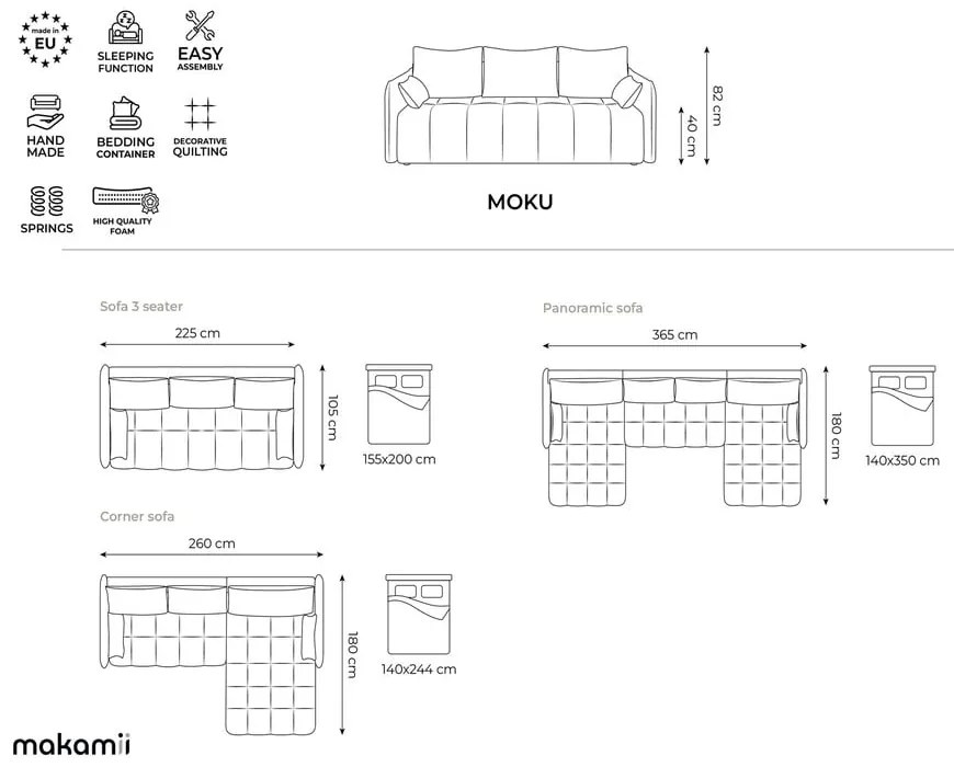 Terakotová rozkladacia/s úložným priestorom rohová pohovka (do tvaru "U") Moku – Makamii