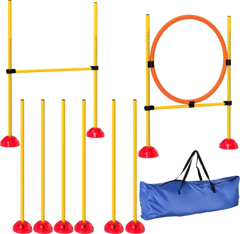 PawHut Agility Set pre psov - 3-dielna plniteľná agilita sady na tréning psov, súprava skokových prekážok so nastaviteľnými slalomovými tyčami | Aosom