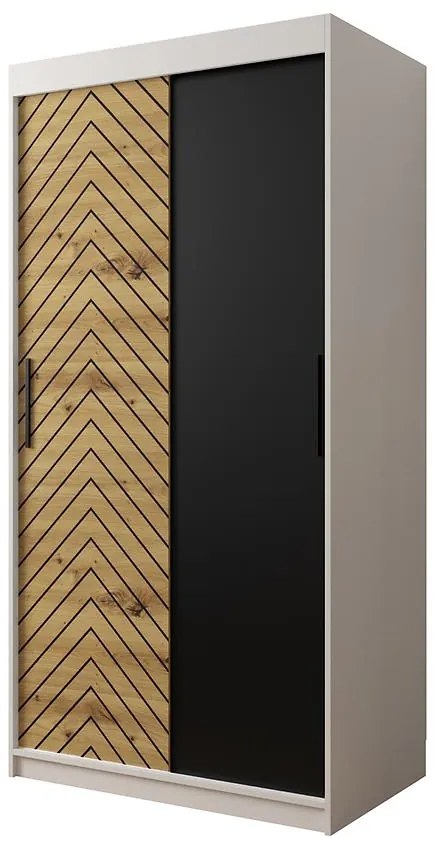 Skriňa Jodełka 100 biely/dub Artisan/čierna