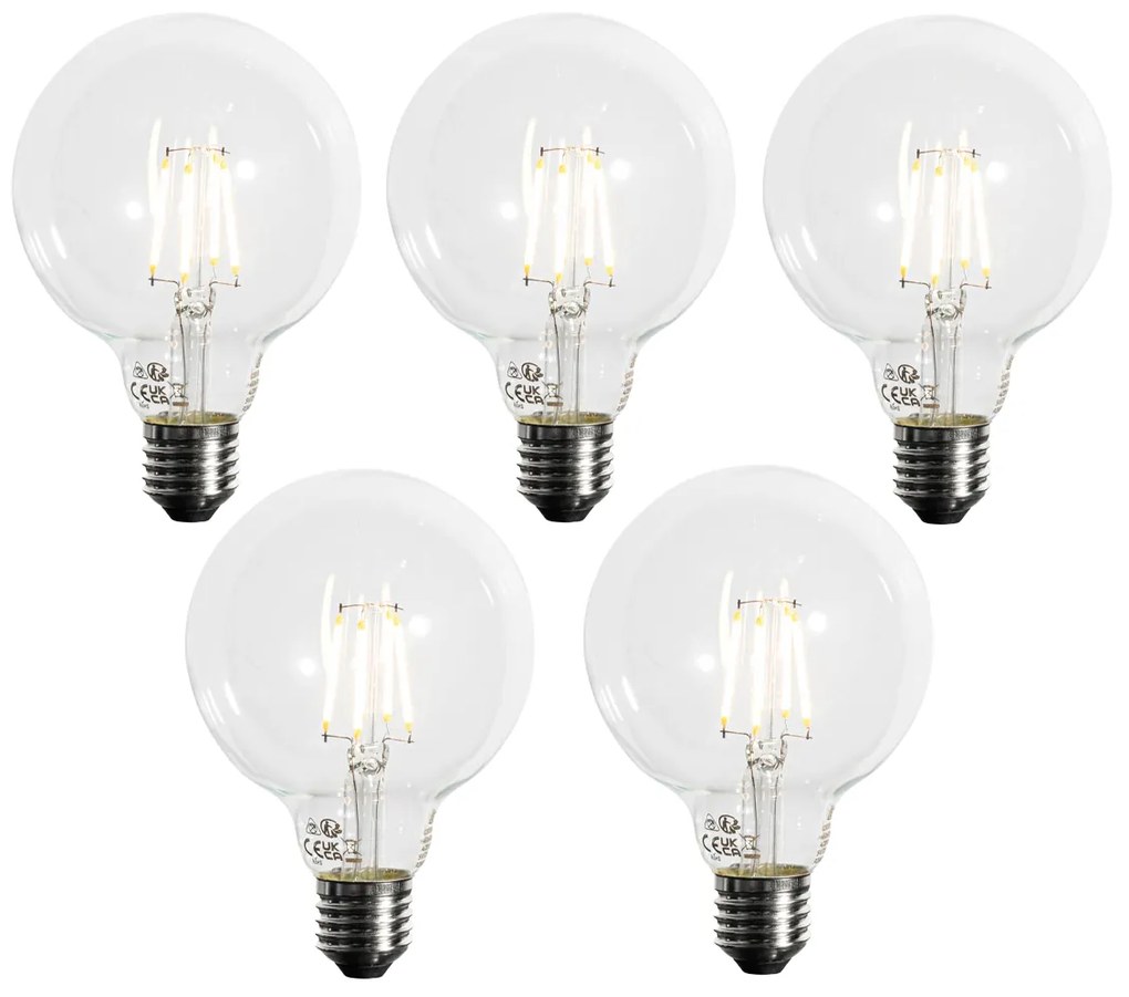 Sada 5 stmievateľných LED žiaroviek E27 G95 5W 450 lm 3000K