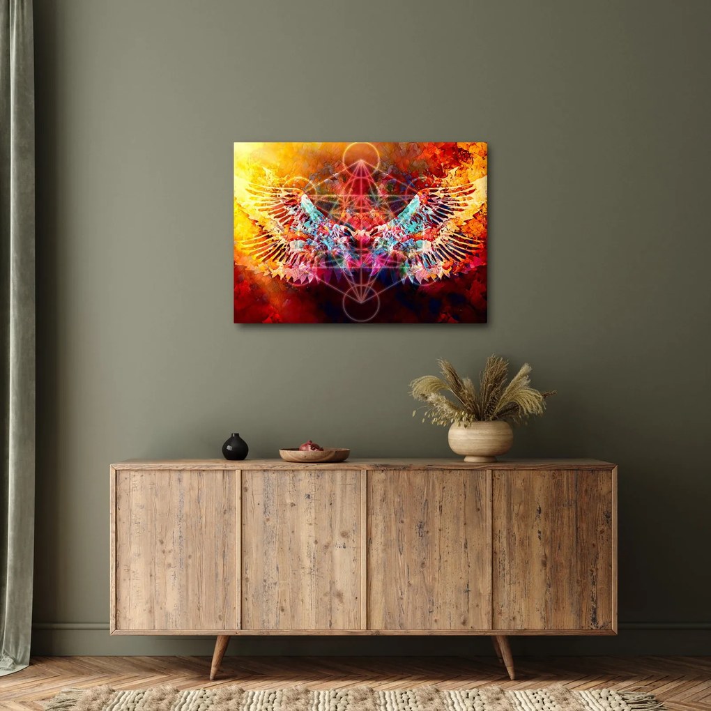 Obraz - Merkaba s krídlami, abstrakcia (70x50 cm)