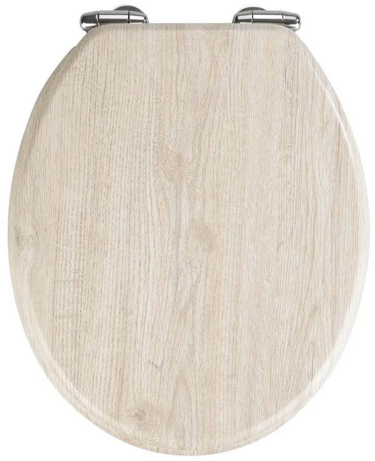 Svetlé WC sedadlo s jednoduchým zatváraním Wenko Oak, 43 × 37 cm