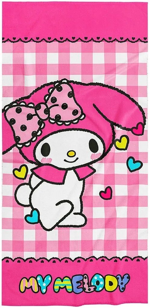 Bavlnená plážová osuška My Melody - motív Ružový zajačik - 100% bavlna - 70 x 140 cm