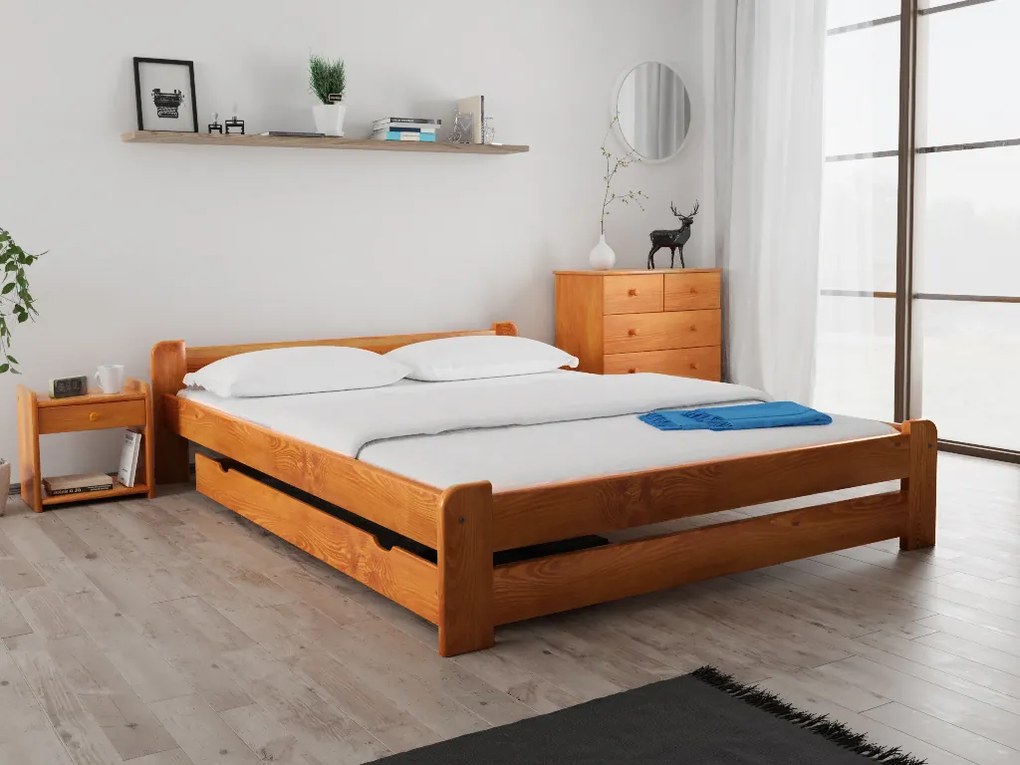 Posteľ Emily 160 x 200 cm, jelša Rošt: S lamelovým roštom, Matrac: Matrac DELUXE 10 cm