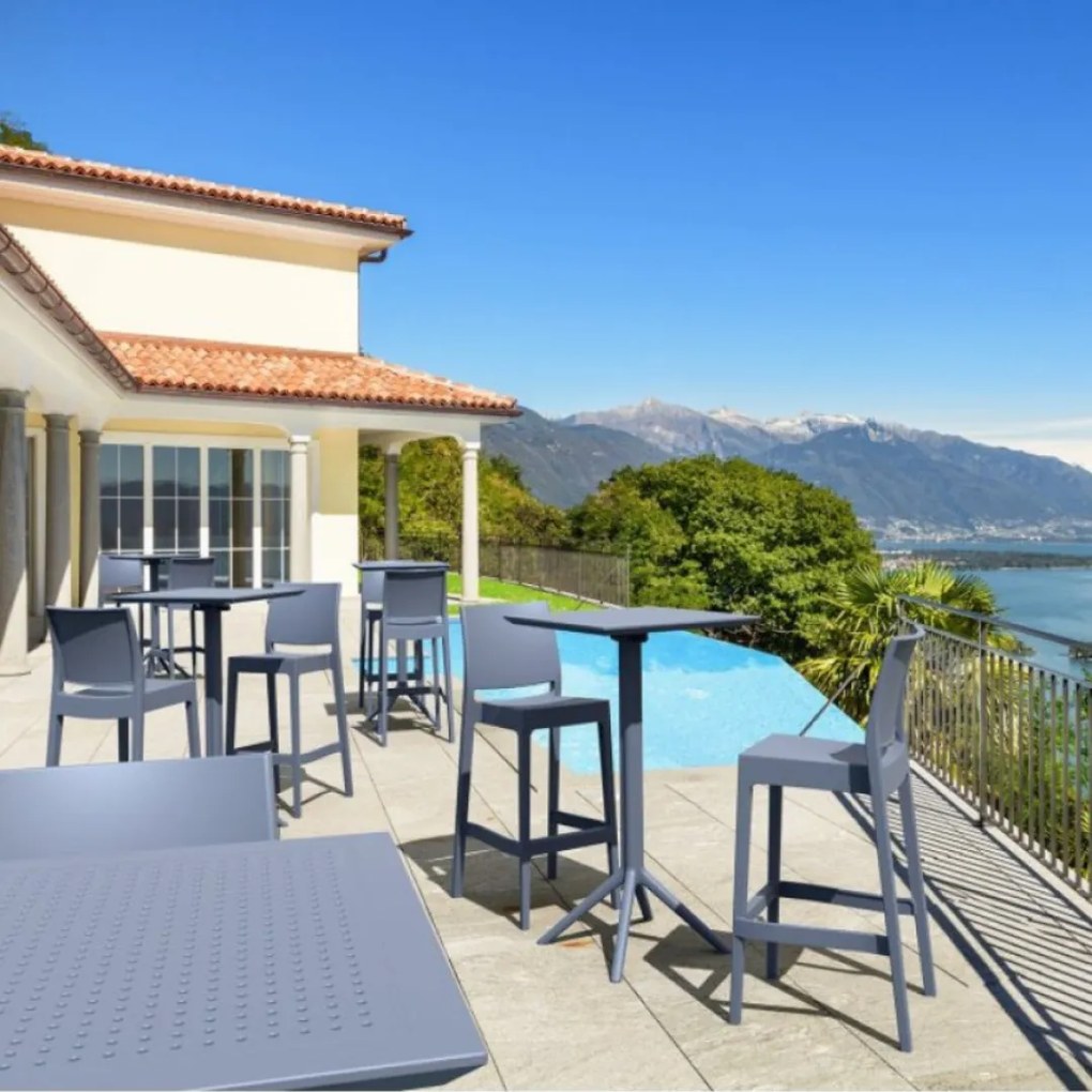 MAYA BAR 75 záhradná barová stolička dark grey