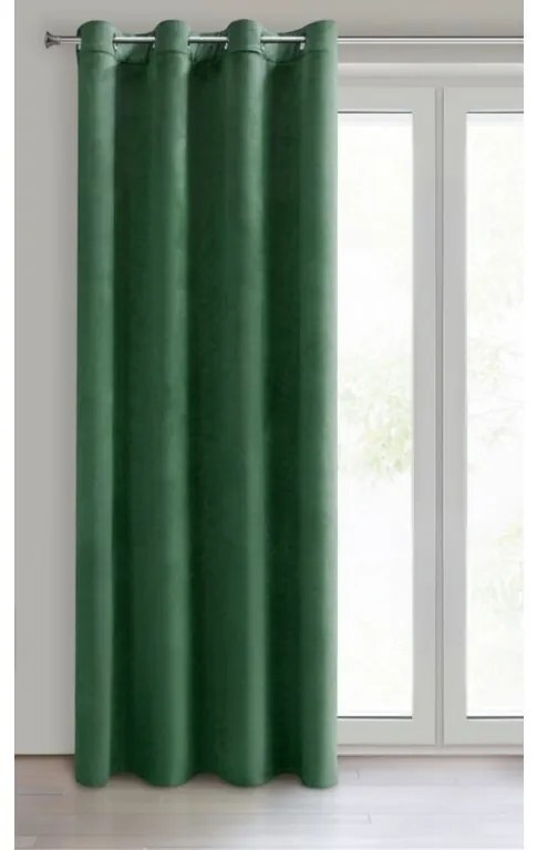 DECOREUM  Jednofarebný zamatový záves 140 cm x 250 cm zelená 100 % polyester 121018