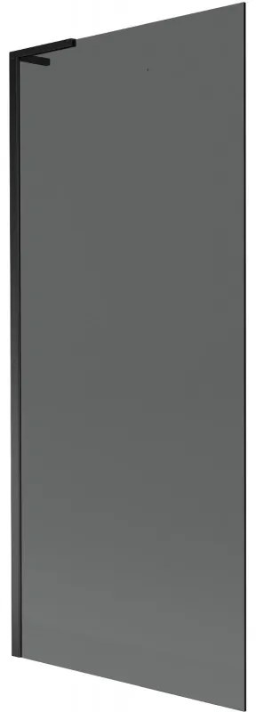 Mexen Next L, 1-krídlová vaňová zástena 80 x 150 cm, 6mm šedé sklo, čierny profil, 895-080-000-03-40-70