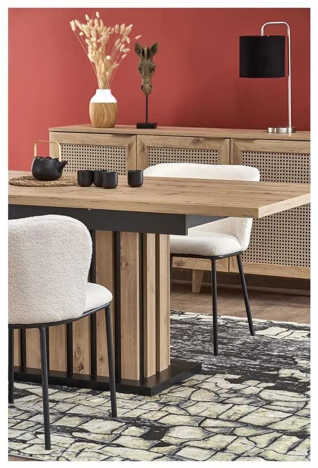 Jedálenský stôl Lamello 160 cm, dub artisan / čierna