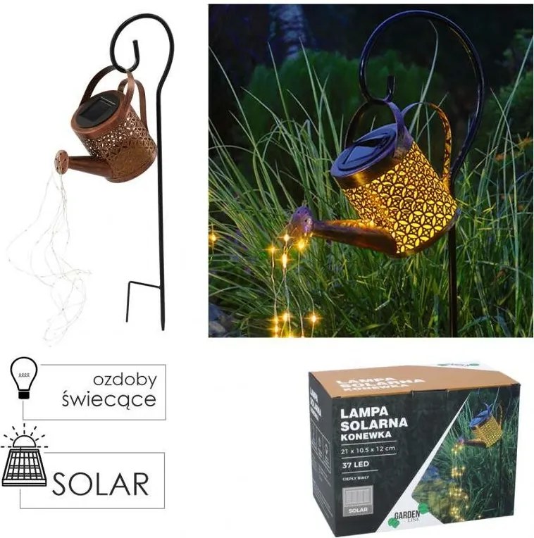 Aldotrade Solárna lampa Konev, 37 LED, teplá bílá