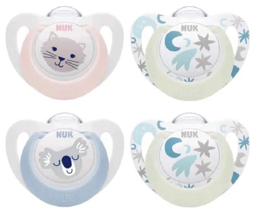 NUK Dojčenský cumlík NUK Star Deň a Noc 0-6 m 2ks/BOX chlapec