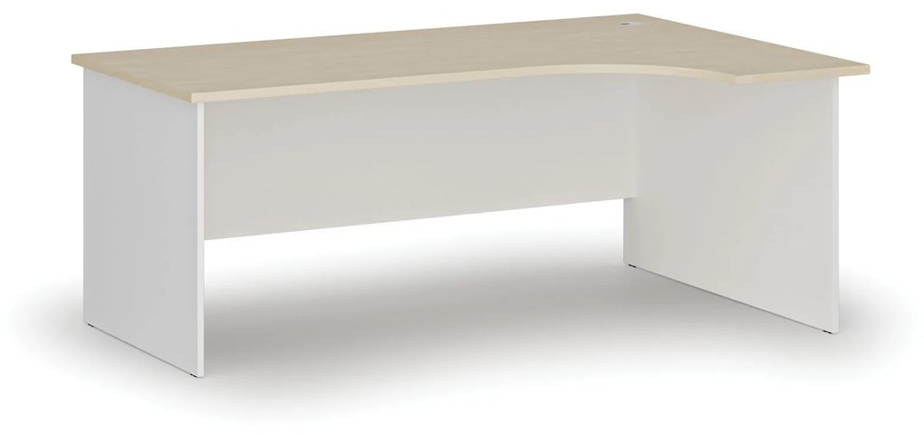 Kancelársky rohový pracovný stôl PRIMO WHITE, 1800 x 1200 mm, pravý, biela/čerešňa