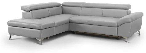 Kožená rohová sedacia súprava SALERNO II L, ľavá, sivá, rozkladacia