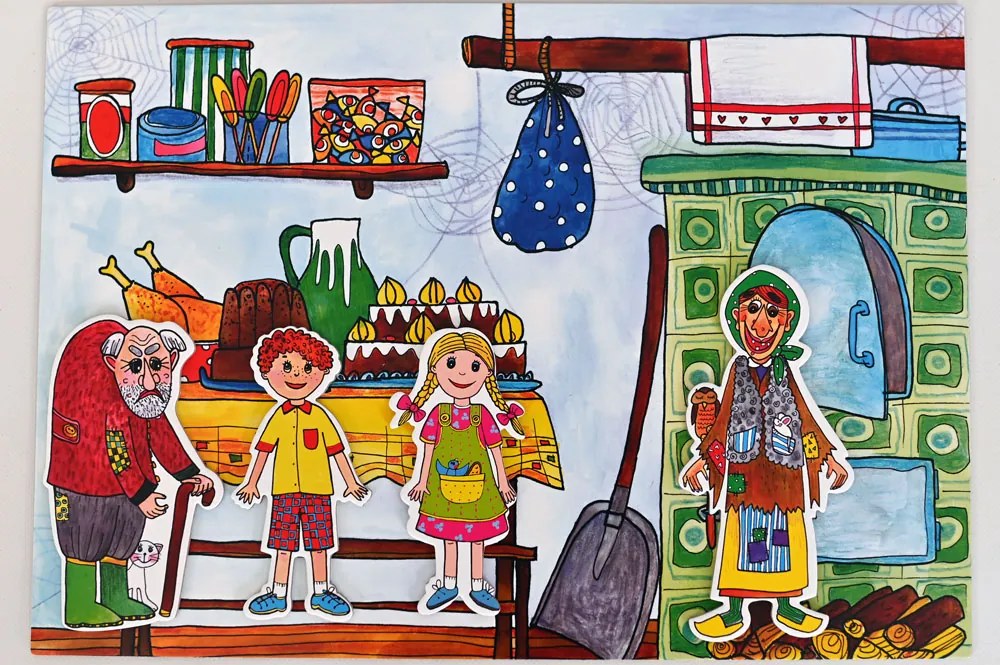 MARIONETINO Bábkové divadlo – Červená Čiapočka a Janko a Marienka (kompletný set, 9 bábok)