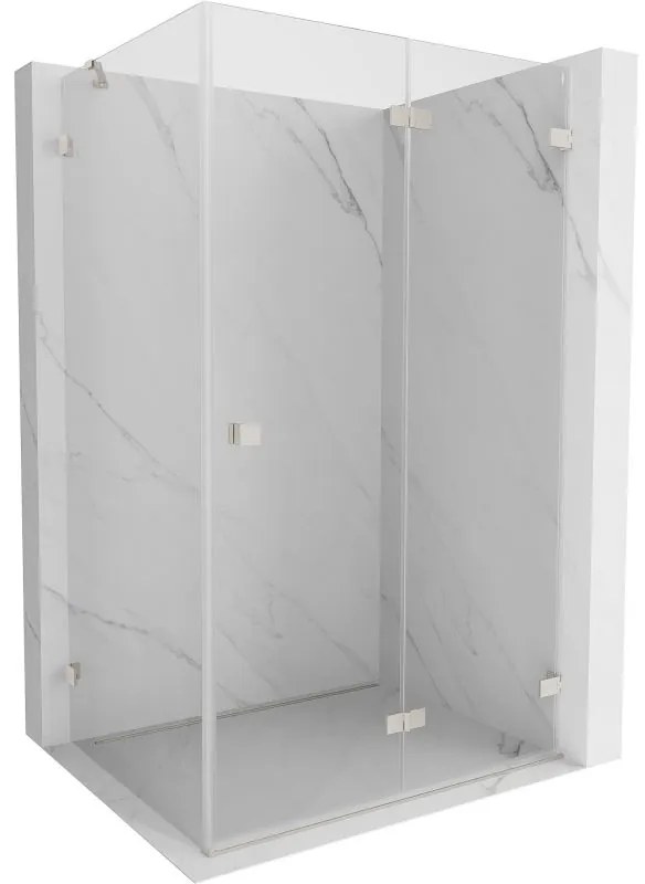 Mexen Lunar-F, 1-krídlový sprchový kút so skladacími dverami, pravý, 100 x 70 cm, 8mm číre sklo, brúsená oceľ profil, 836-100-070-97-00-P