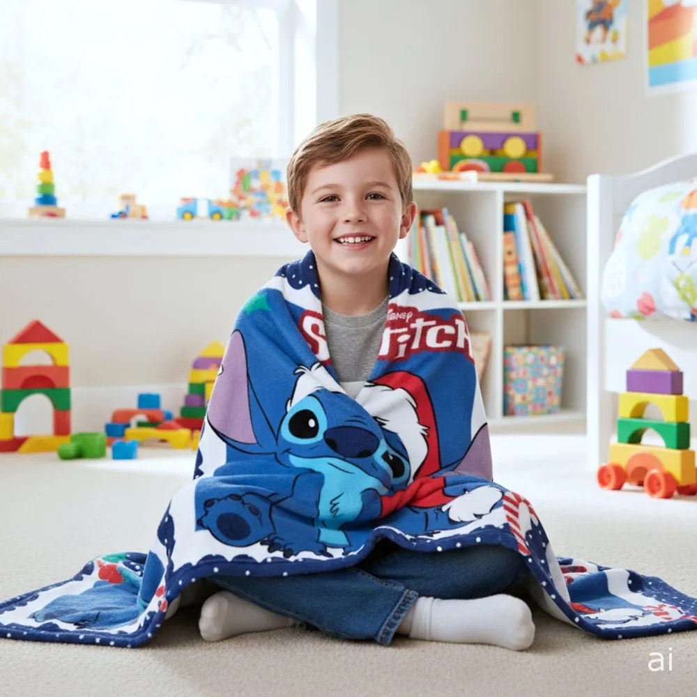 Vianočná flísová deka Lilo &amp; Stitch - 100 x 140 cm