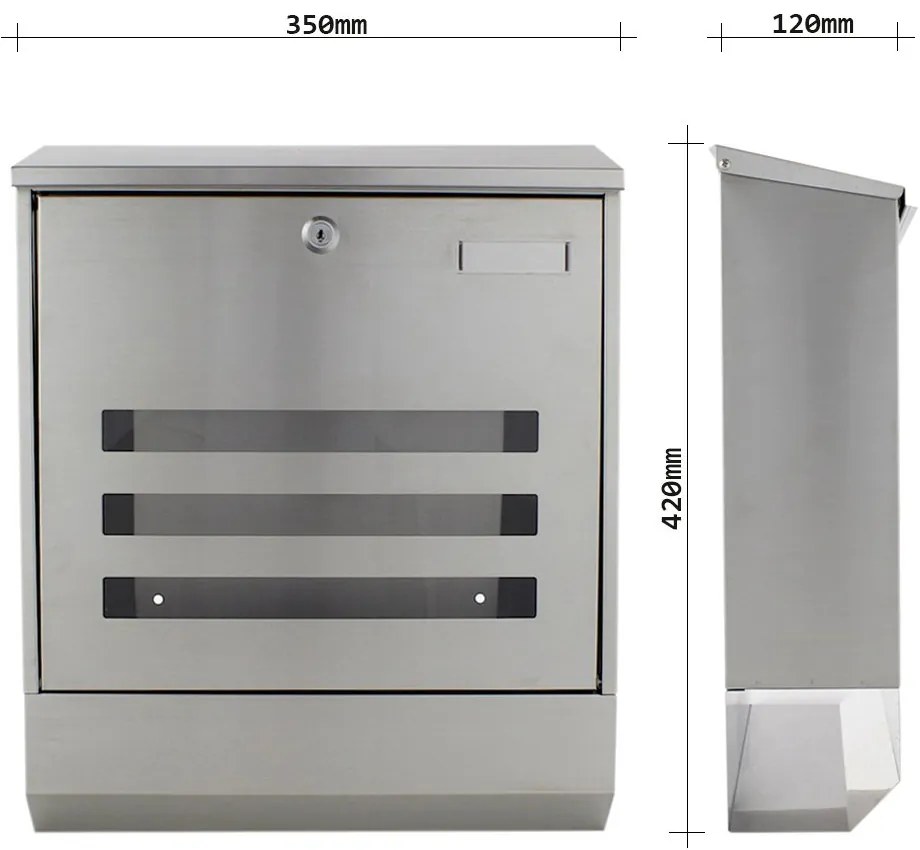 Kombinovaná schránka na noviny a listy JUBILEE 40, nerez